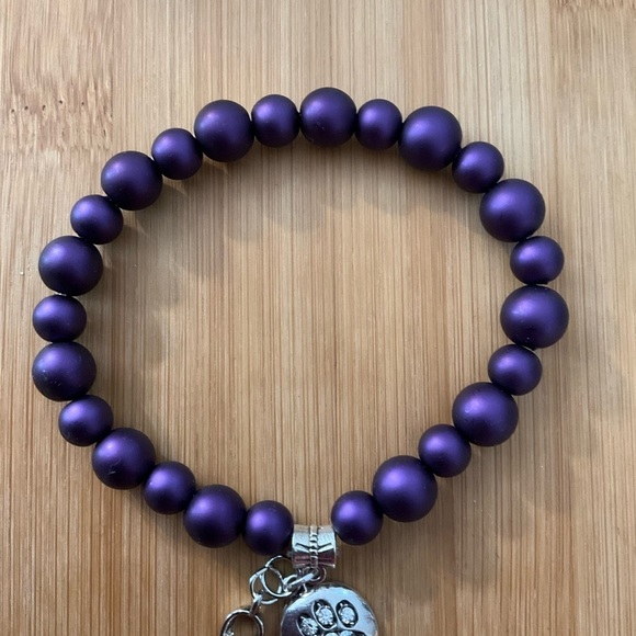 Hand Crafted Bracelet Purple Animal Abuse Awareness Charms-Hope Paw Print - Picture 3 of 8